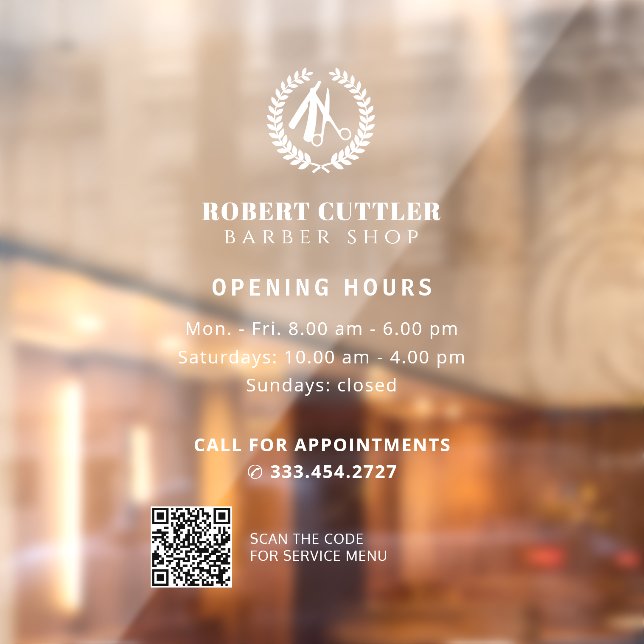 Opening hours barber salon custom logo QR CODE (Sheet 2)