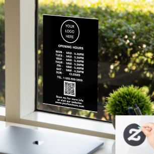 Opening Hours Black Business Logo QR Code 