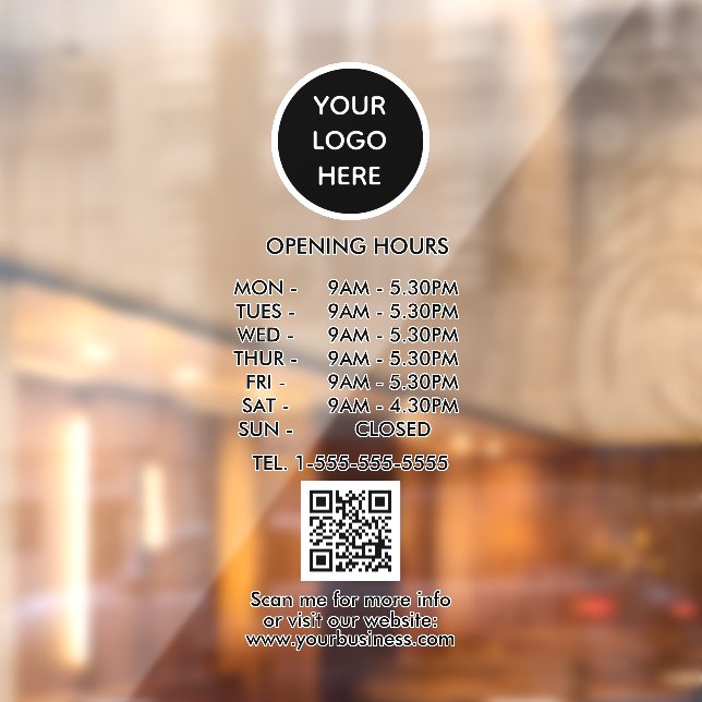 Opening Hours Black Business Logo QR Code  (Sheet 2)
