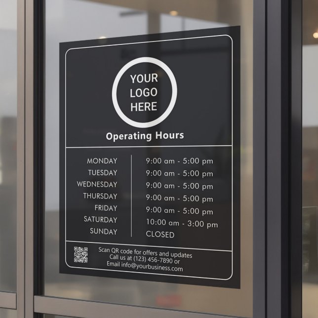 Opening Hours Business Logo QR Code Black & White (Creator Uploaded)