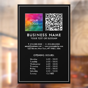 Opening Hours Business Logo QR Code Custom