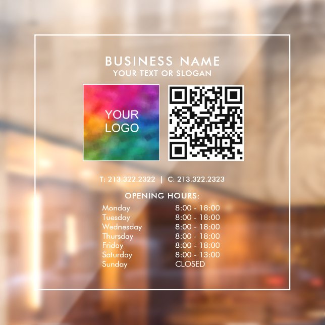 Opening Hours Business Logo QR Code Minimalist (Sheet 2)