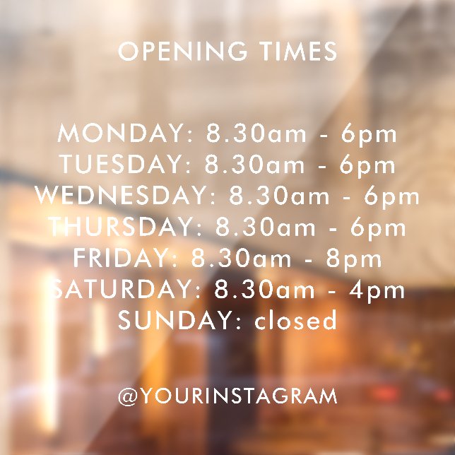 Opening hours business times modern minimalist (Sheet 2)