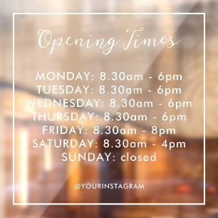 Opening hours business white modern minimalist