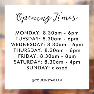 Opening hours business white modern minimalist