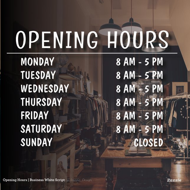 Opening Hours | Business White Script (Creator Uploaded)