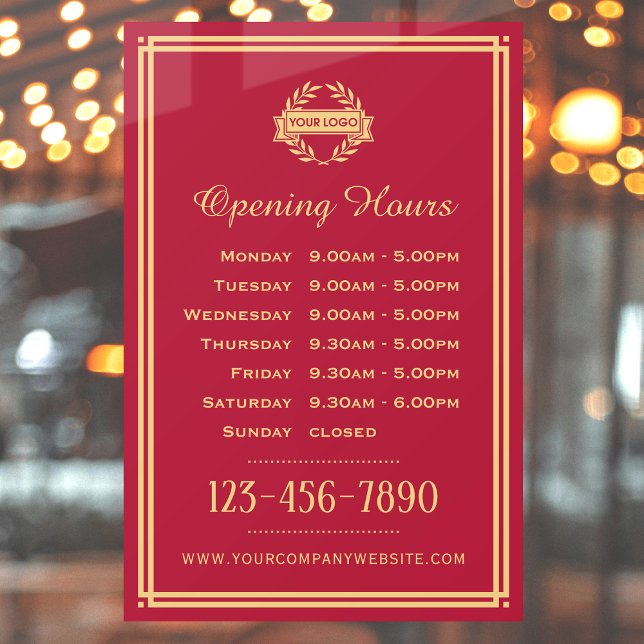 Opening Hours Classic Business Logo Red (Creator Uploaded)
