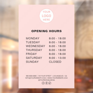 Opening Hours Custom Logo Pink Bakery Business