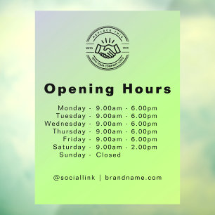 Opening Hours Elegant Script Small Business Logo
