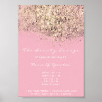 Opening Hours Gold Pastel Office Confetti Pink