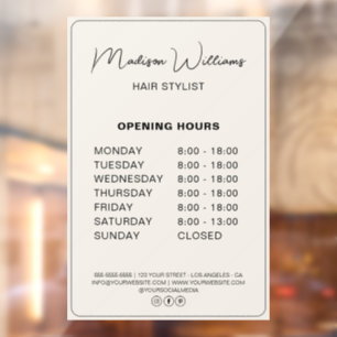 Opening Hours Hair Stylist Salon
