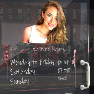 Opening Hours Sign Window Cling