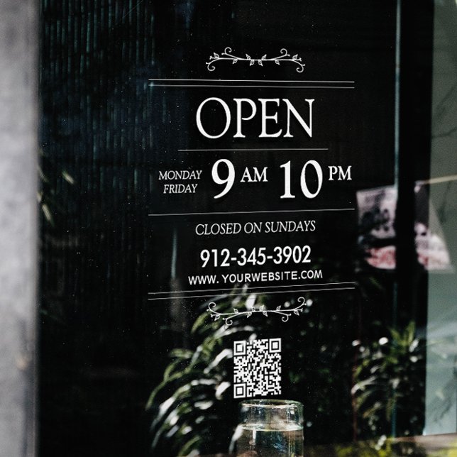 Opening Hours Transparent Qr Code Modern (Opening Hours Transparent Qr Code Modern Window Cling)