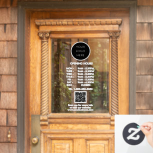 Opening Hours White Business Logo QR Code 