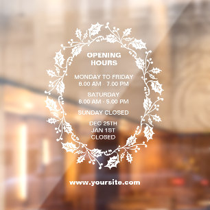 Opening Hours Window Sign, Christmas, 