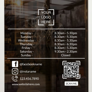 Opening Hours With QR Code Custom Business Logo