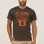 Opening Line of 1984 T Shirt<br><div class="desc">"It was a bright cold day in April, and the clocks were striking 13" Opening Line of George Orwell's 1984</div>