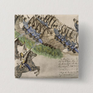 Opening of the Battle of the Little Big Horn (ink 15 Cm Square Badge