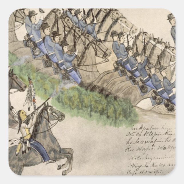 Opening of the Battle of the Little Big Horn (ink Square Sticker (Front)