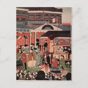 Opening of the First Railway in Japan Postcard