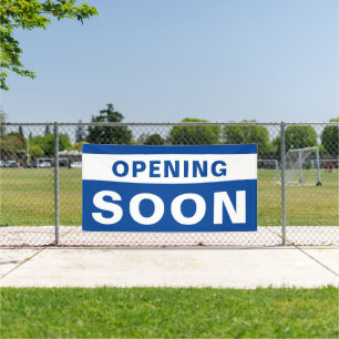 Opening Soon Business Blue White Large Outdoor Banner