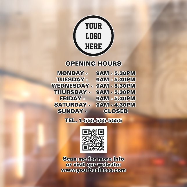 Opening times Black Business Logo QR Code  (Sheet 2)