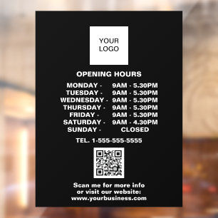 Opening times Black Business Logo QR Code 