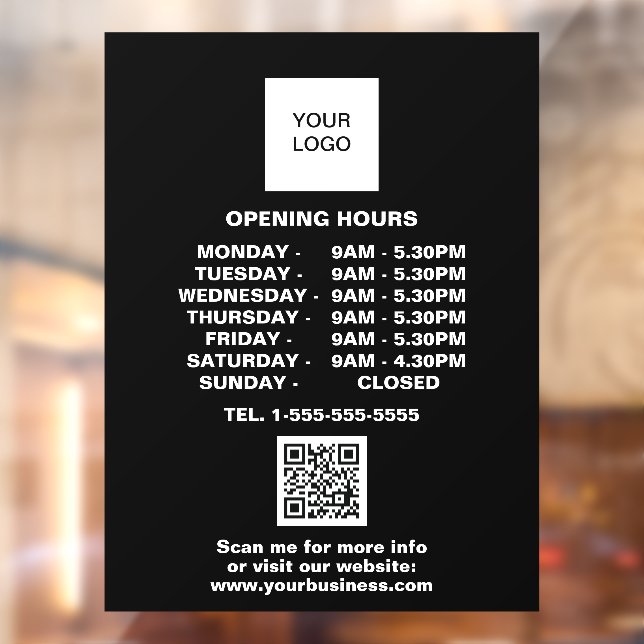 Opening times Black Business Logo QR Code  (Sheet 2)