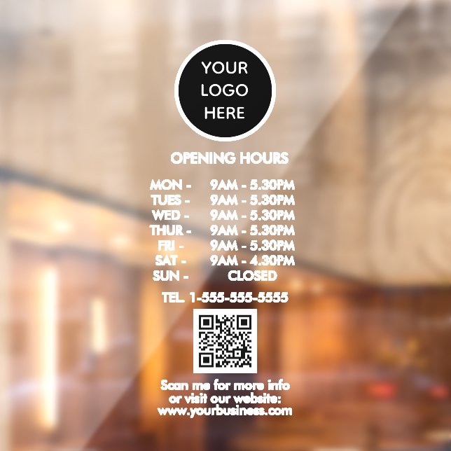 Opening times Black Business Logo QR Code  (Sheet 2)