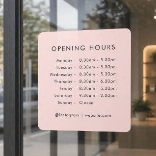 Opening Times Business Hours Blush Pink
