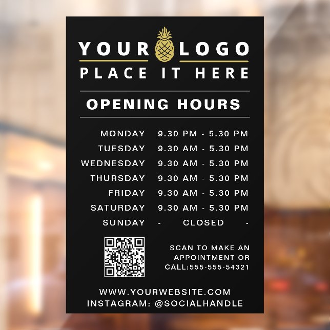 Opening Times  Business Logo Hours QR Code Black (Sheet 2)