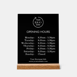 Opening Times   Business Logo Opening Hours  Acrylic Sign