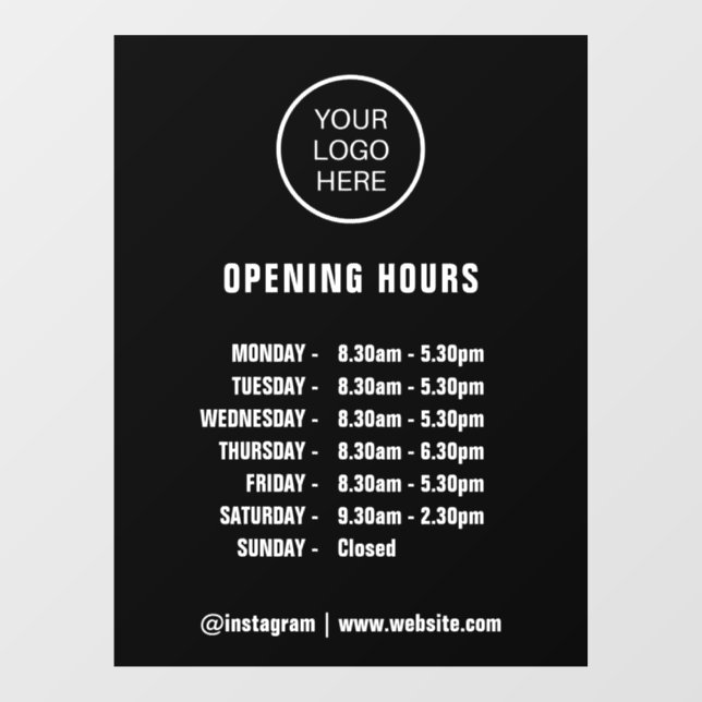 Opening Times Business Logo Opening Hours Black  (Sheet)