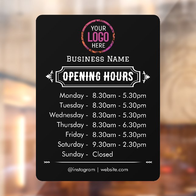 Opening Times | Business Logo Opening Hours Black  (Sheet 2)