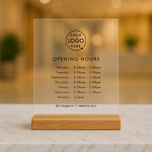 Opening Times   Business Logo Opening Hours Modern Acrylic Sign
