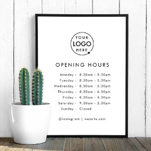 Opening Times   Business Logo Opening Hours Modern Poster