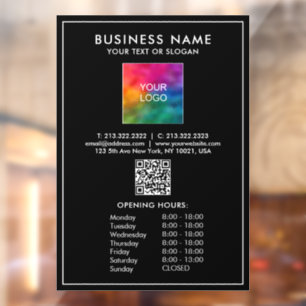 Opening Times Business Logo QR Code Template