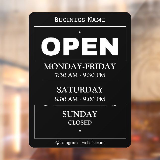 Opening Times | Business Opening Hours Black  (Sheet 2)