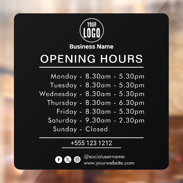 Opening Times | Business Opening Hours Black (Sheet 2)