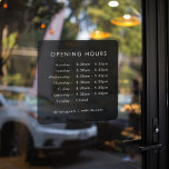 Opening Times | Business Opening Hours Black<br><div class="desc">A simple custom business opening hours vinyl window cling decal sign template in a modern minimalist style on a black background. This versatile template allows you to easily design a custom opening times list for your store, salon, restaurant, cafe or any other business. Need help? Feel free to contact me...</div>