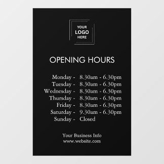 Opening Times | Custom Business Hours Black 
