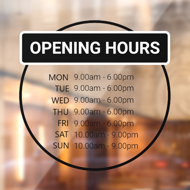 Opening Times | Round Business Opening Hours (Sheet 2)