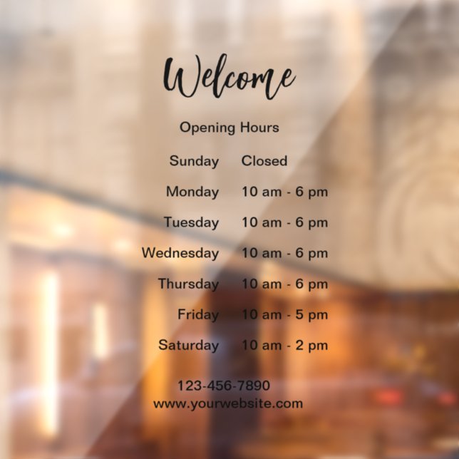 Opening Times Welcome Black Script Business Hours (Sheet 2)