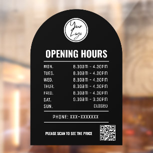Opening Times With Qr Code And Black Arch