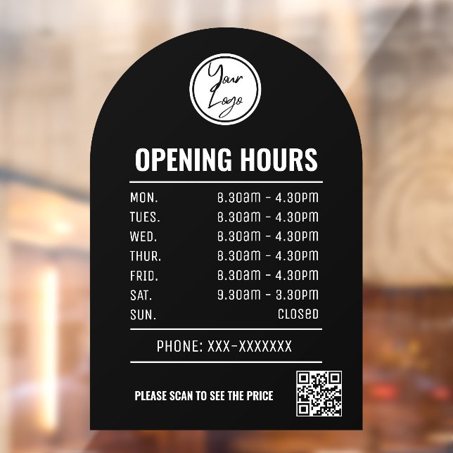 Opening Times With Qr Code And Black Arch (Sheet 2)
