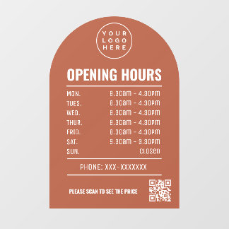 Opening Times With Qr Code Logo Terracotta Arch