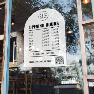 Opening Times With Qr Code Logo White Arch 
