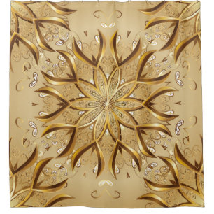Openwork golden, oriental sketch texture. shower curtain
