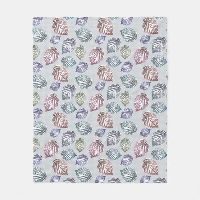 Openwork leaves on a light grey background  fleece blanket (Front)