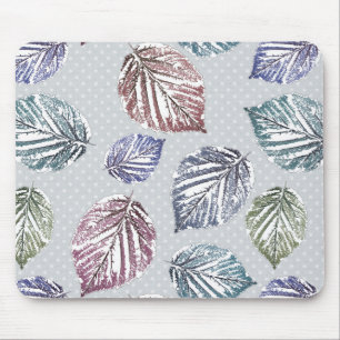 Openwork leaves on a light grey background  mouse pad